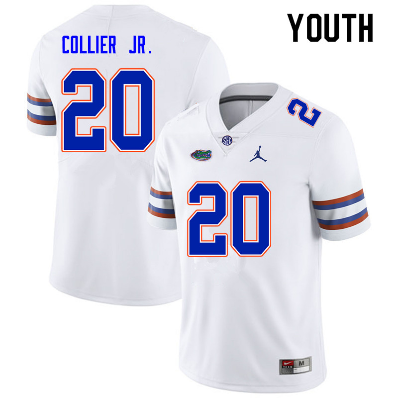 Youth #20 Corey Collier Jr. Florida Gators College Football Jerseys Sale-White - Click Image to Close